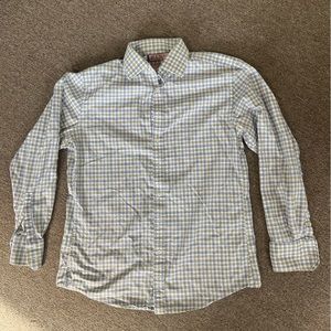 Thomas Pink Button Up Collared Blue Yellow Check Pattern Dress‎ Shirt Size 16